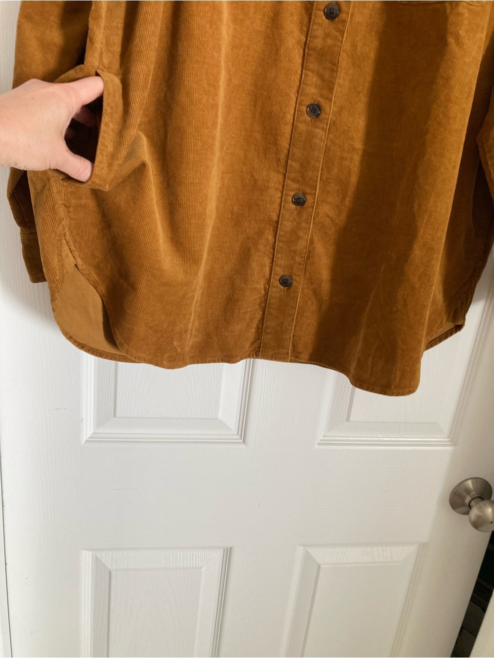 JCrew Factory corduroy shirt jacket in golden brandy - Picture 3 of 6